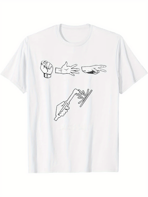 Men's Graphic T-Shirt Hand Gestures Playing Classic Game On White Shirt
