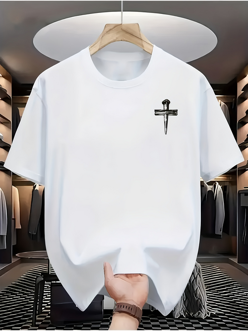 Men's Graphic T-Shirt Monochrome Closet Minimalist Space With Small Dagger Motif Tee