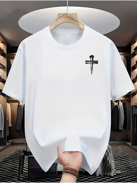 Men's Graphic T-Shirt Monochrome Closet Minimalist Space With Small Dagger Motif Tee