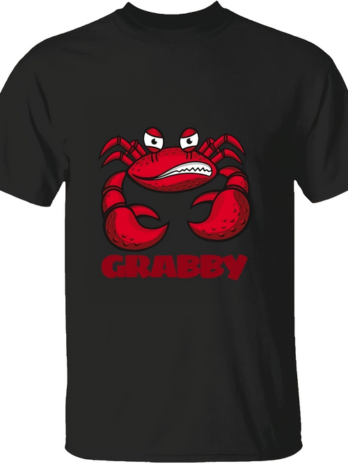Men's Graphic T-Shirt Grumpy Cartoon Red Shell With Angry Eyes Crab