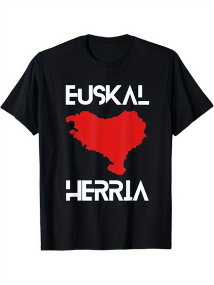 Men's Graphic T-Shirt Basque Country Map With Bold Letters And Modern Abstract Lettering Design
