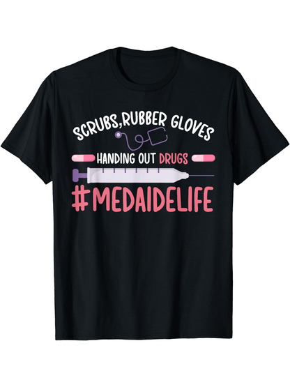 Men's Graphic T-Shirt Scrubs Rubber Gloves Pink Syringe And Heartbeat Lines Medaide Life T Shirt