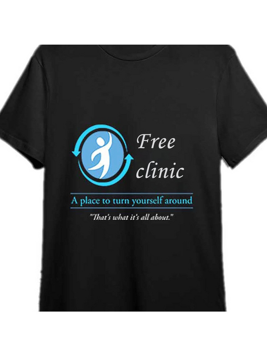 Men's Graphic T-Shirt Free Clinic Turn Yourself Around Helping People Logo