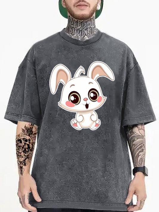 Men's Graphic T-Shirt Adorable Cartoon Rabbit With Big Eyes Sitting Cute Bunny