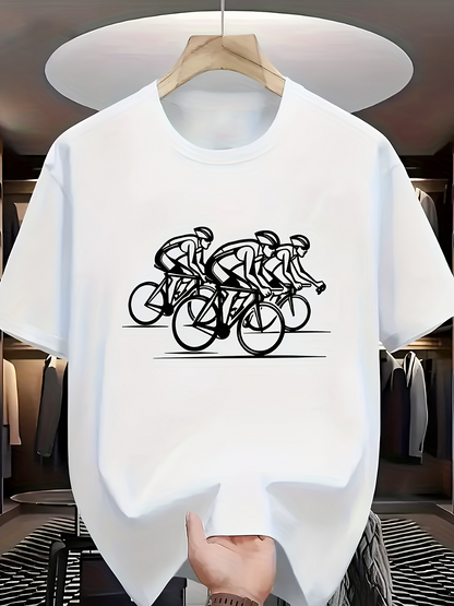 Men's Graphic T-Shirt Racing Cyclists In Motion On Open Road Bicycle