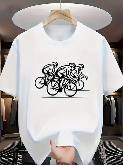 Men's Graphic T-Shirt Racing Cyclists In Motion On Open Road Bicycle
