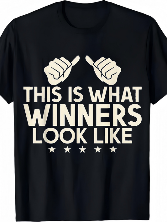 Men's Graphic T-Shirt This Is What Winners Look Like With Hands Pointing Upward And Five Stars