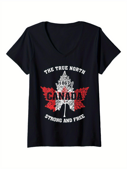 Men's Graphic T-Shirt The True North 1867 Canada Strong And Free Vintage Red Maple Leaf