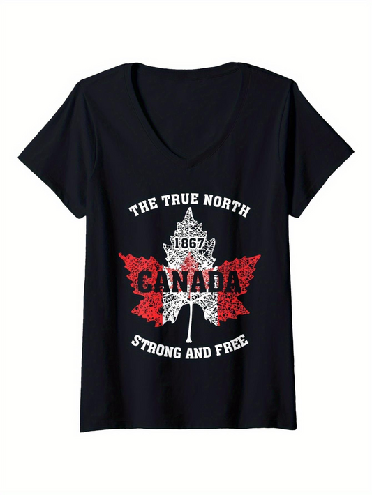Men's Graphic T-Shirt The True North 1867 Canada Strong And Free Vintage Red Maple Leaf