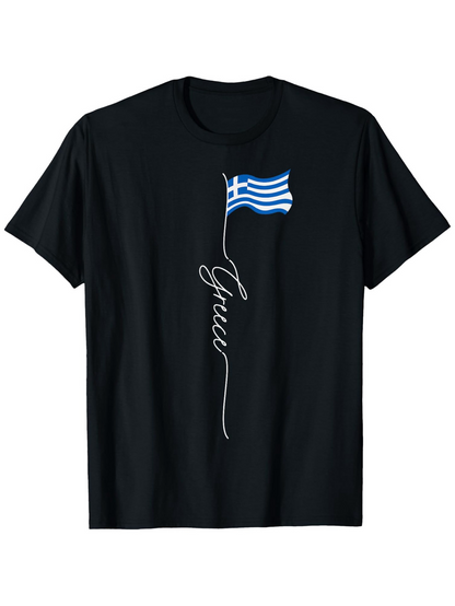 Men's Graphic T-Shirt Graceful Script Under Blue And White Flag T Shirt