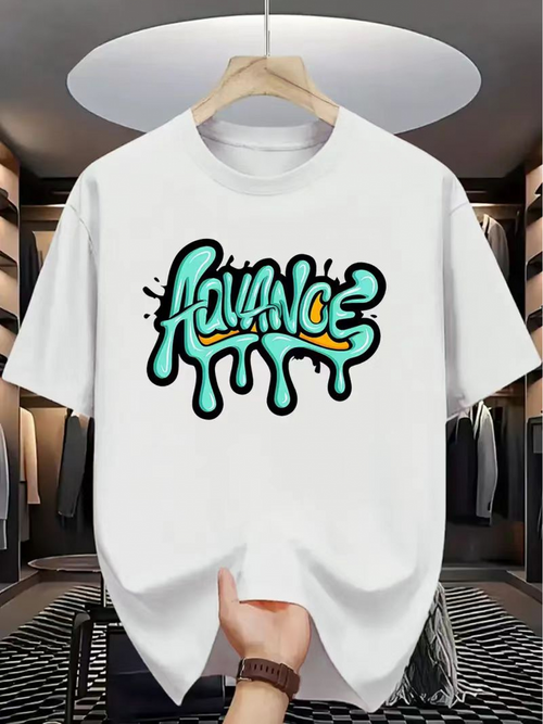 Men's Graphic T-Shirt Dripping Street Art With Graffiti Style Lettering Advance