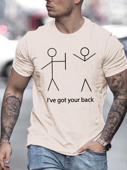 Men's Graphic T-Shirt Ive Got Your Back Funny Stick Figures With Simple Handdrawn Minimalist Style Graphic