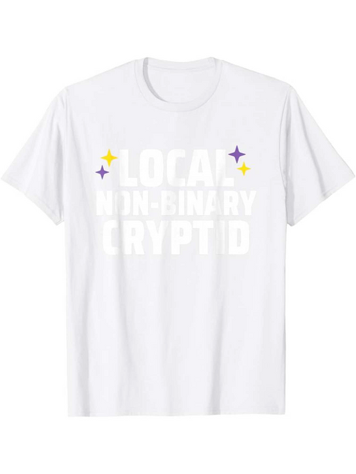 Men's Graphic T-Shirt Local Nonbinary Cryptid Colorful Stars With Bold Lettering