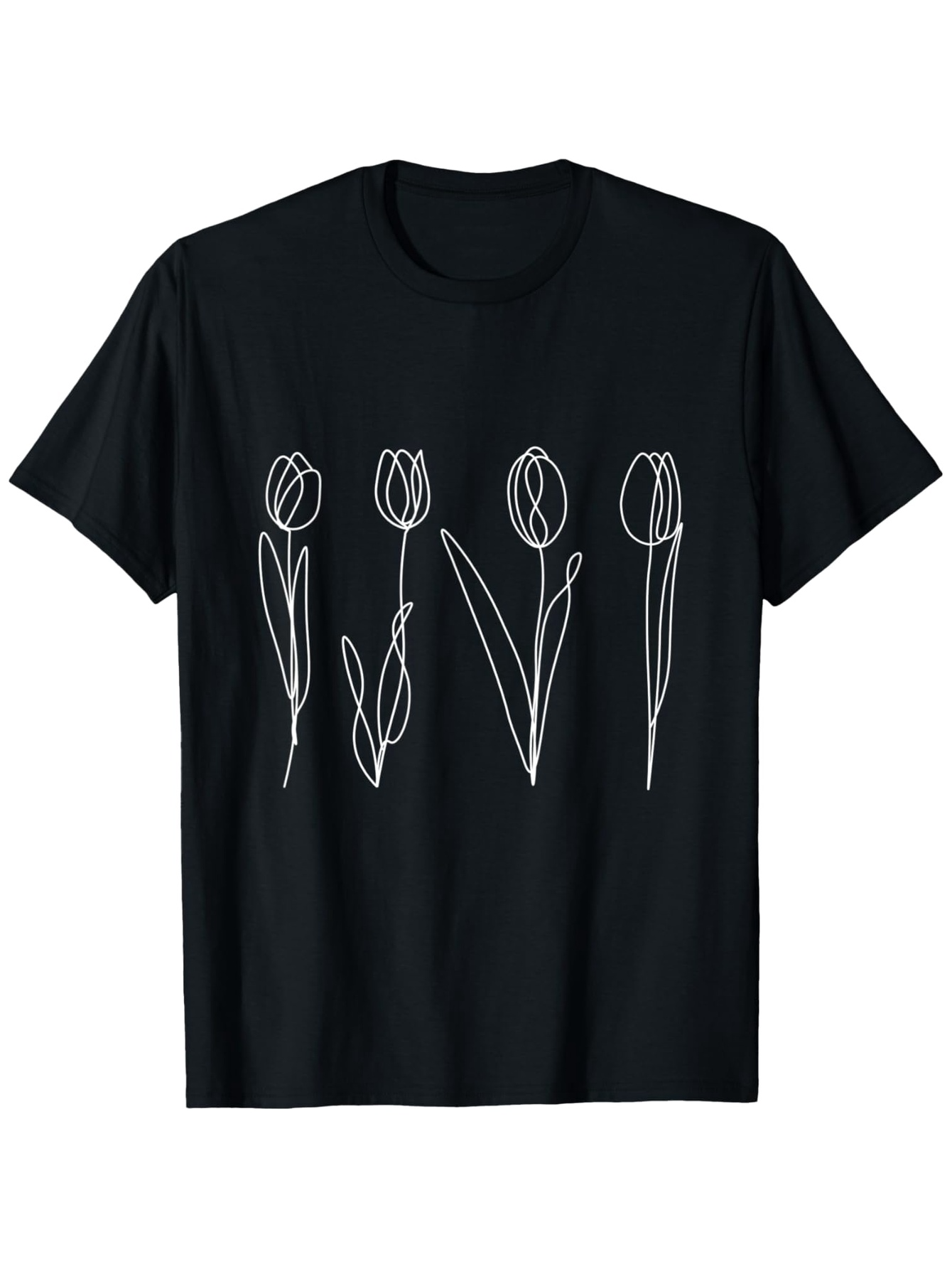 Men's Graphic T-Shirt Minimalist Hand Drawn Line Artwork Of Elegant Tulip Flower