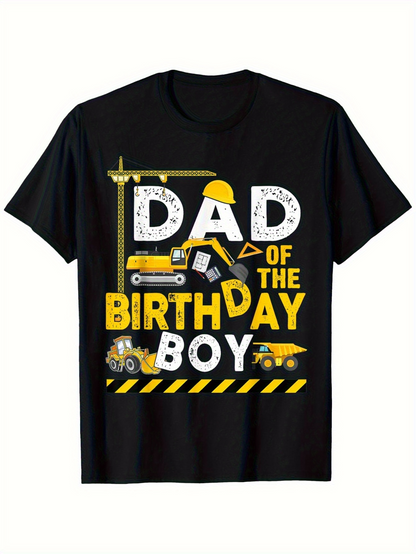Men's Graphic T-Shirt Dad Of The Birthday Boy With Trucks And Construction Theme Helmet