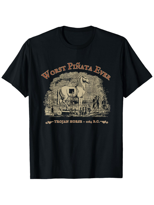 Men's Graphic T-Shirt Worst Pinata Ever Ancient Greek Soldiers With Trojan Horse