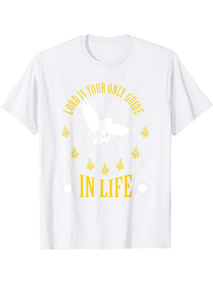 Men's Graphic T-Shirt God Is Your Only Guide In Life Radiant Faithful Doves With Golden Rays Symbol Dove