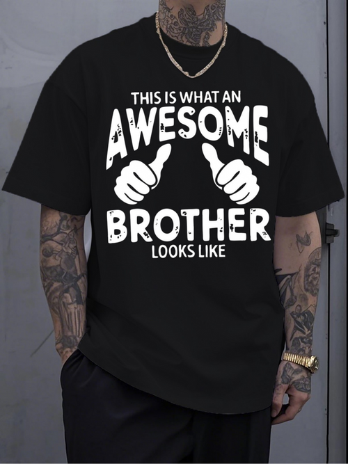 Men's Graphic T-Shirt This Is What An Awesome Brother Looks Like With Two Hands Pointing Upward Brother