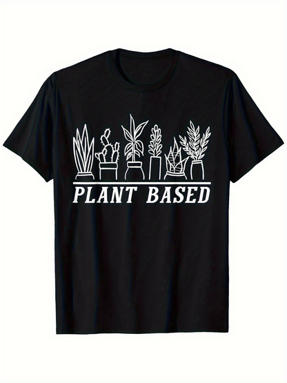 Men's Graphic T-Shirt Plant Based Minimal Outline Plants In Decorative Pots
