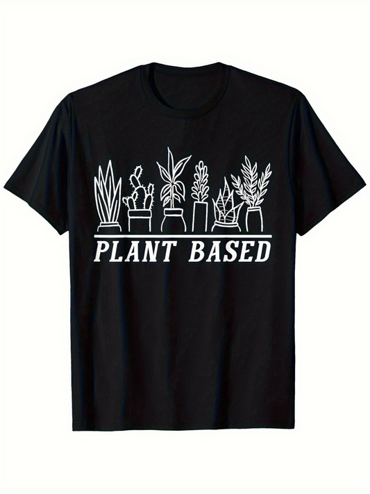 Men's Graphic T-Shirt Plant Based Minimal Outline Plants In Decorative Pots