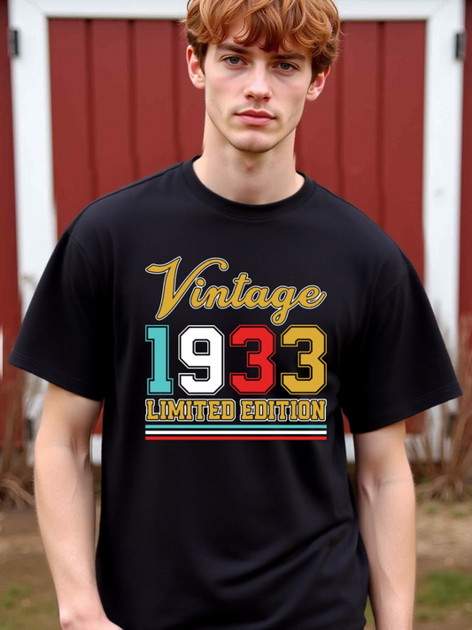 Men's Graphic T-Shirt Vintage 1933 Colorful Block Letters With Retro Text Limited Edition Design T Shirt