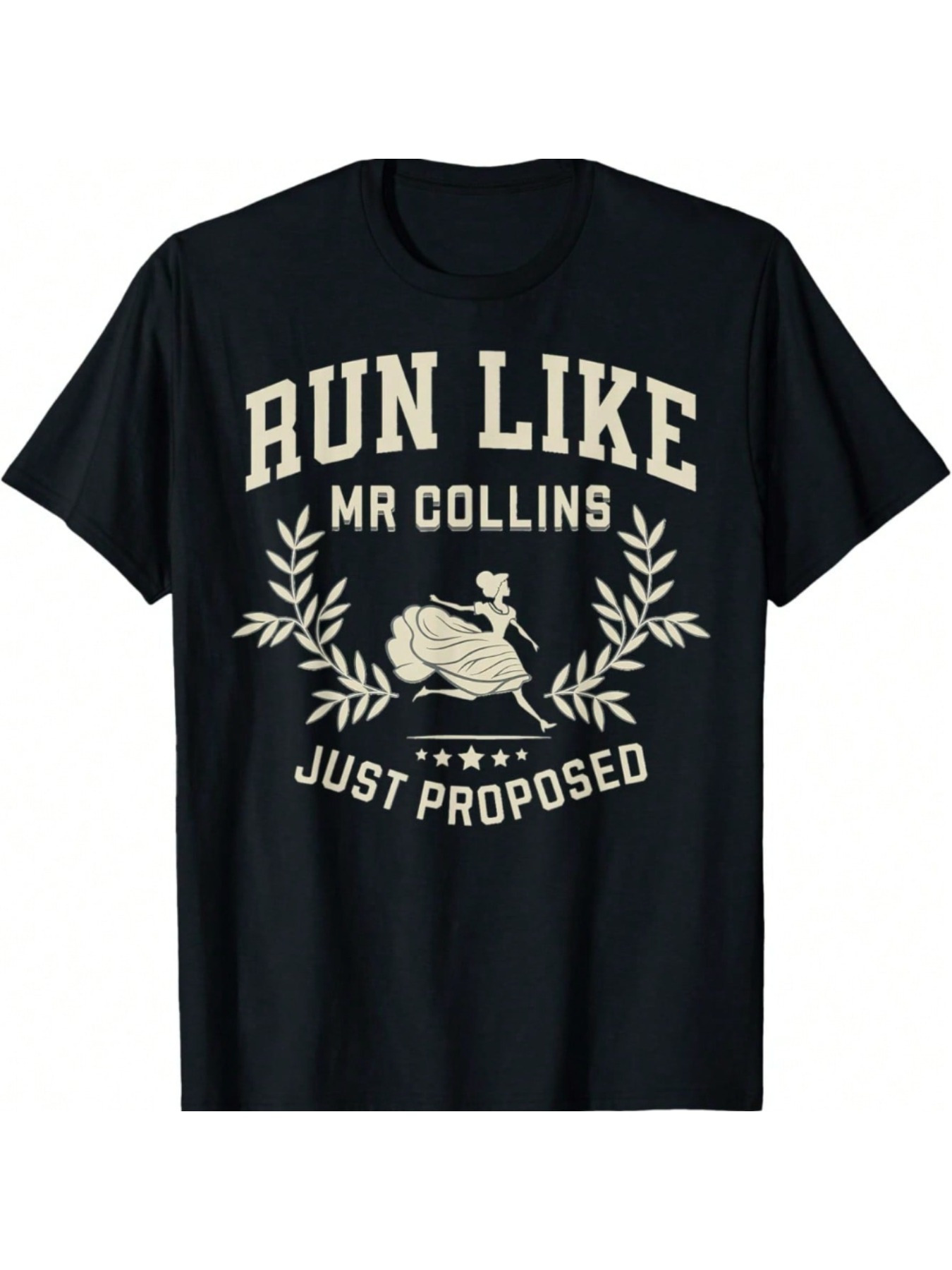 Men's Graphic T-Shirt Run Like Mr Collins Just Proposed Laurel Wreath And Silhouette Central Illustration
