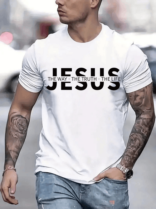 Men's Graphic T-Shirt Jesus The Way The Truth The Life Urban Streetwear T Shirt