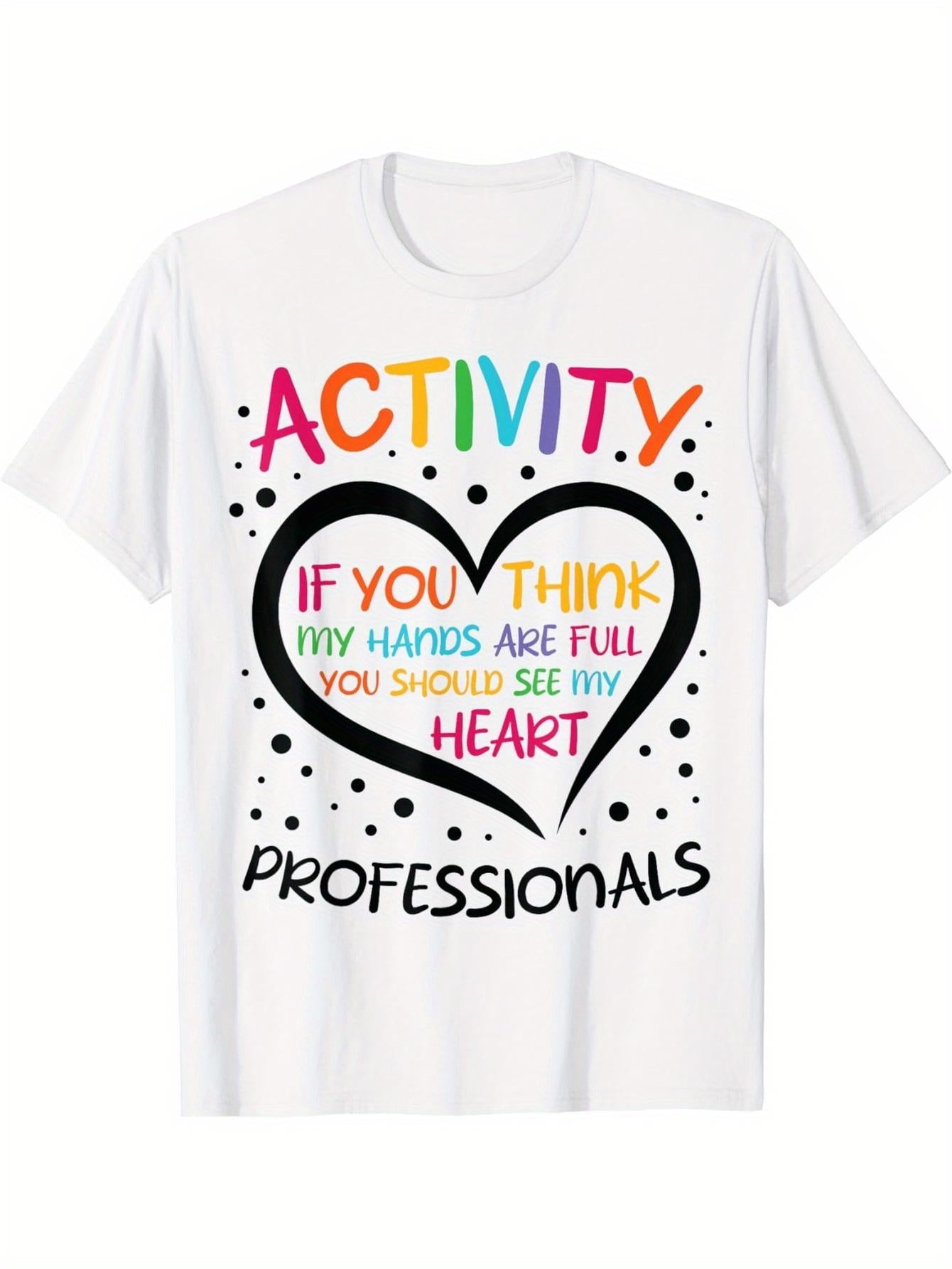 Women's Graphic T-Shirt Activity Professionals Colorful Heart With Inspirational Text And Playful Dots