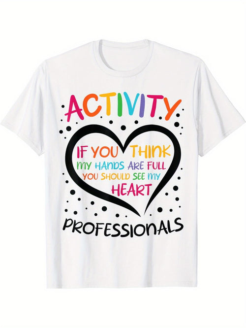 Women's Graphic T-Shirt Activity Professionals Colorful Heart With Inspirational Text And Playful Dots