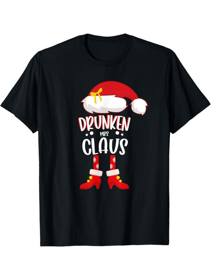 Men's Graphic T-Shirt Drunken Hat Claus With Santa Costume And Red Festive Boots