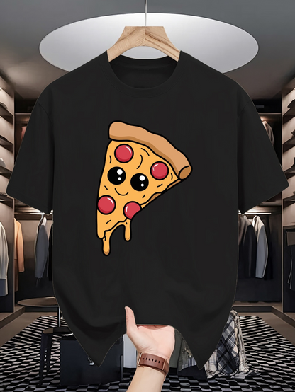 Men's Graphic T-Shirt Melty Cheese With Cartoon Eyes Pepperoni Pizza Slice