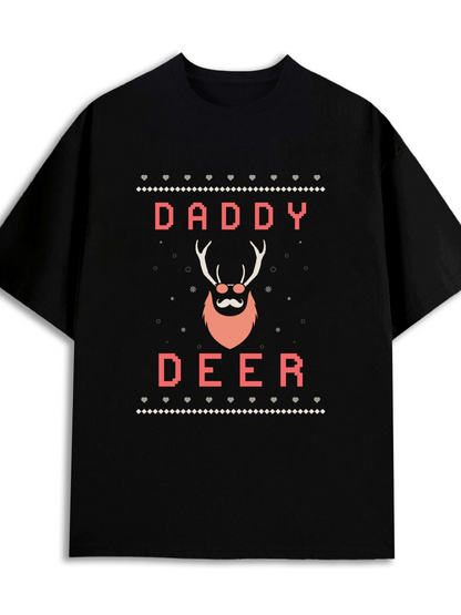 Men's Graphic T-Shirt Daddy Deer With Gentle Antlers And Stylized Beard Deer