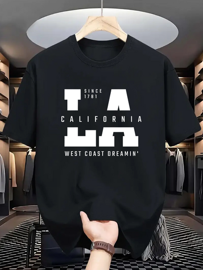 Men's Graphic T-Shirt California Summer City Dreaming With Logo Text Street Vibes LA