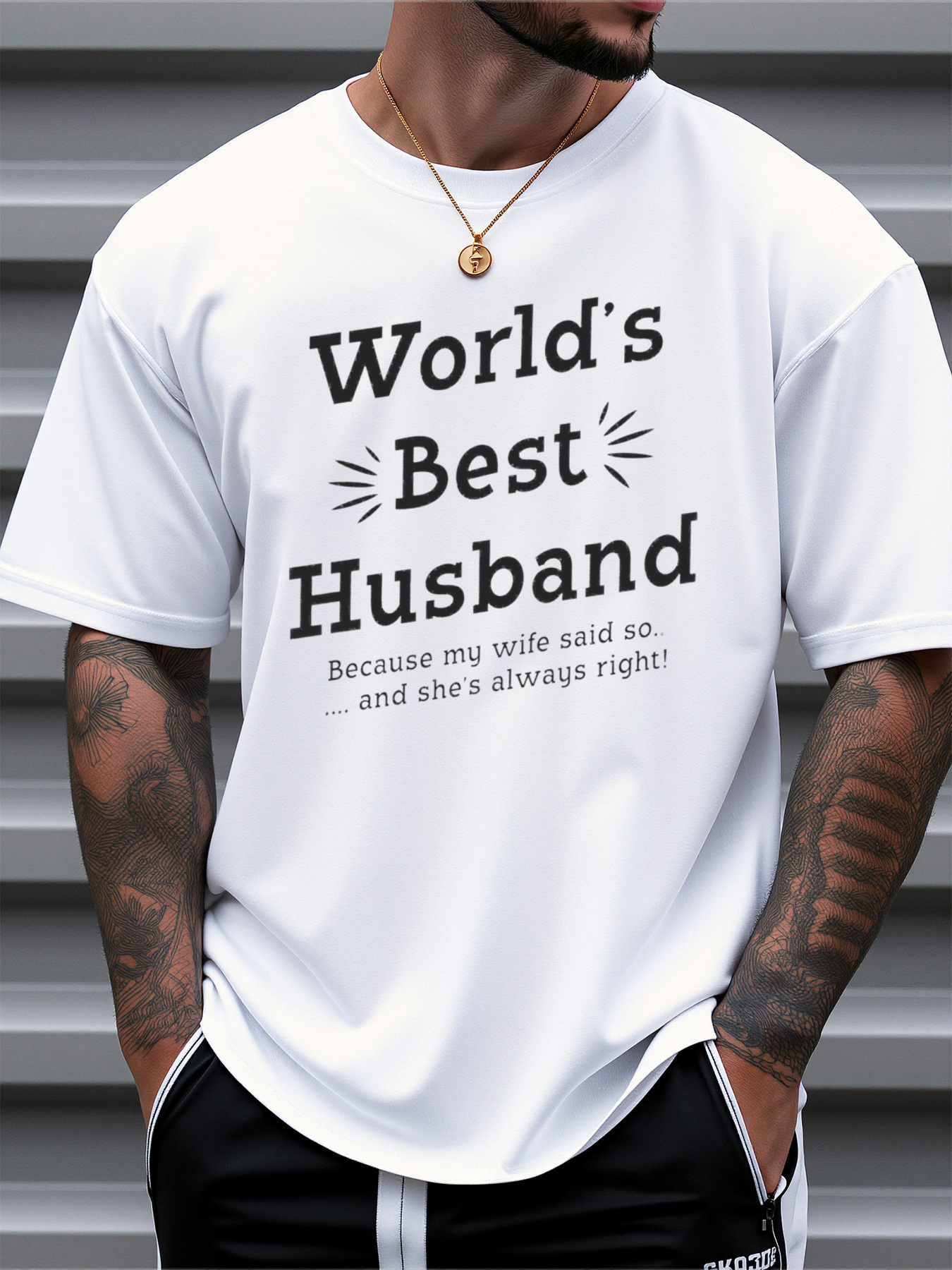Men's Graphic T-Shirt Worlds Best Husband Printed With Decorative Text On White T Shirt