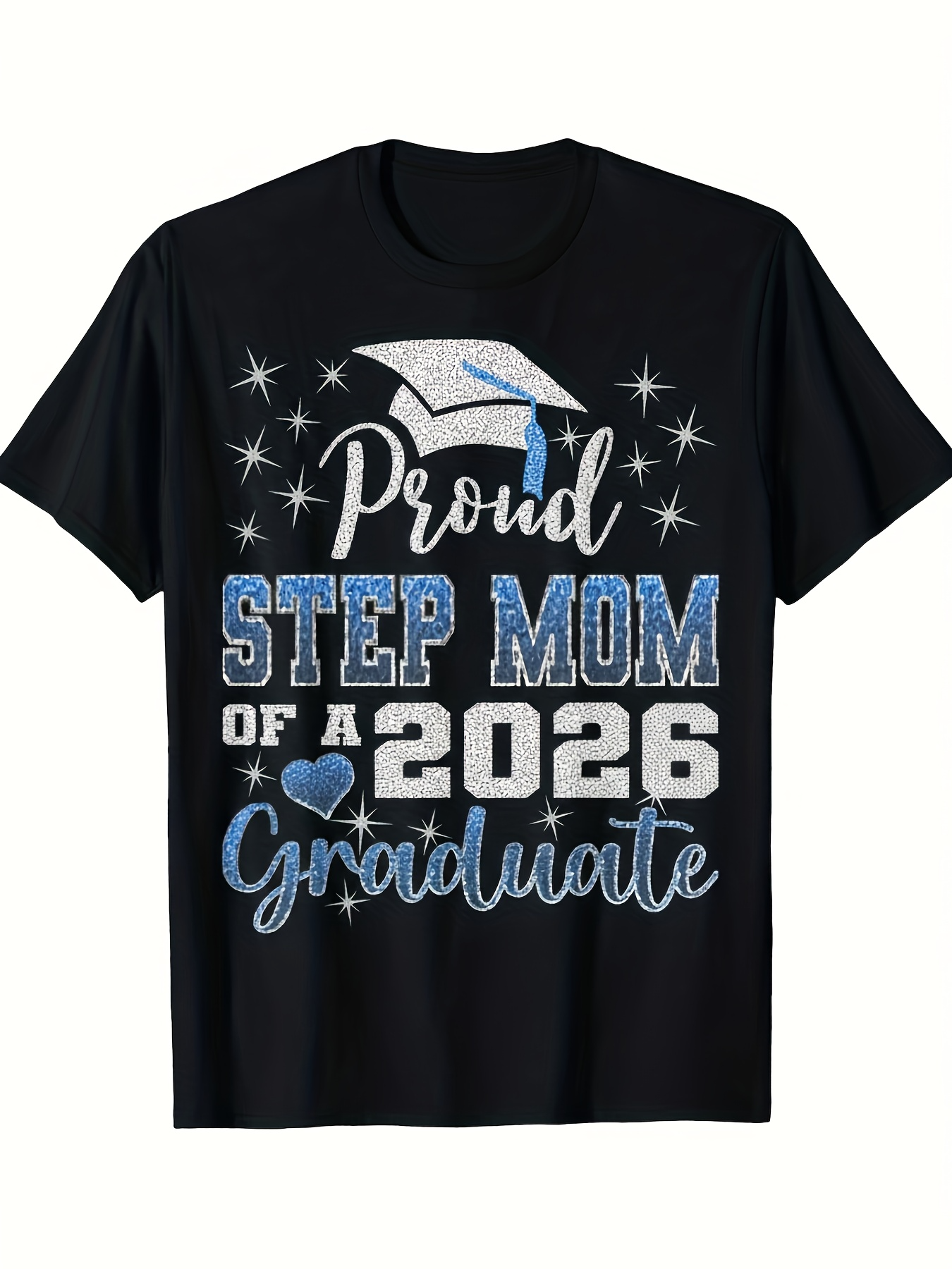 Men's Graphic T-Shirt Proud Step Mom Of A 2026 Graduate With Stars And Graduation Cap T Shirt