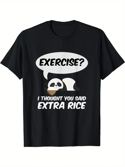 Men's Graphic T-Shirt Exercise I Thought You Said Extra Rice With Cute Cartoon Panda Lying Down