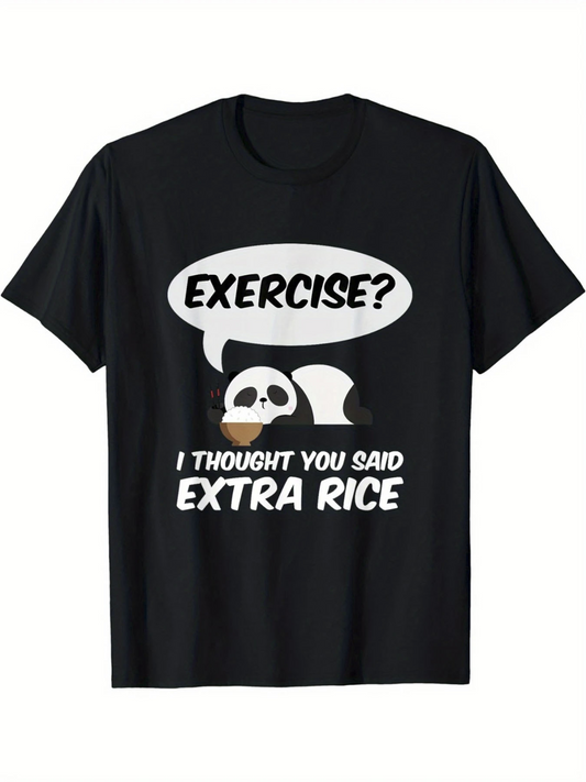 Men's Graphic T-Shirt Exercise I Thought You Said Extra Rice With Cute Cartoon Panda Lying Down