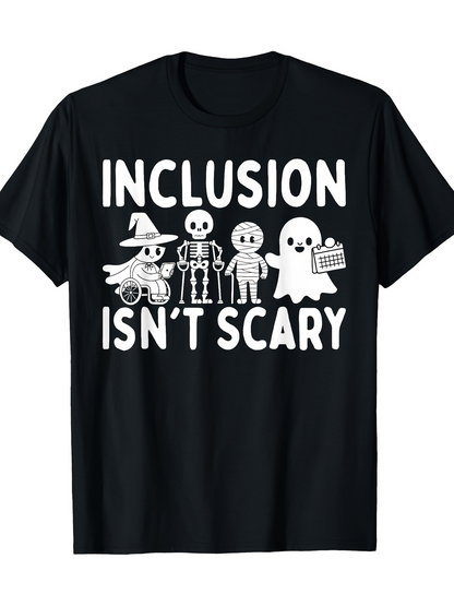 Men's Graphic T-Shirt Inclusion Isnt Scary Happy Halloween Friends And Ghost Characters