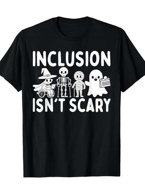 Men's Graphic T-Shirt Inclusion Isnt Scary Happy Halloween Friends And Ghost Characters
