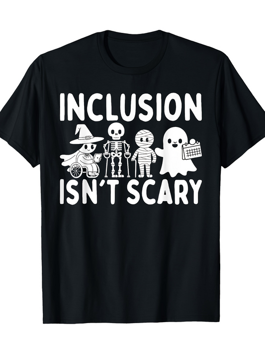 Men's Graphic T-Shirt Inclusion Isnt Scary Happy Halloween Friends And Ghost Characters