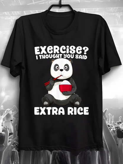 Men's Graphic T-Shirt Exercise I Thought You Said Extra Rice Cute Panda Eating Bowl