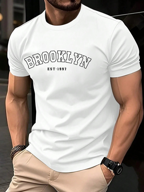 Men's Graphic T-Shirt Brooklyn Classic Lettering With Established Date City Top