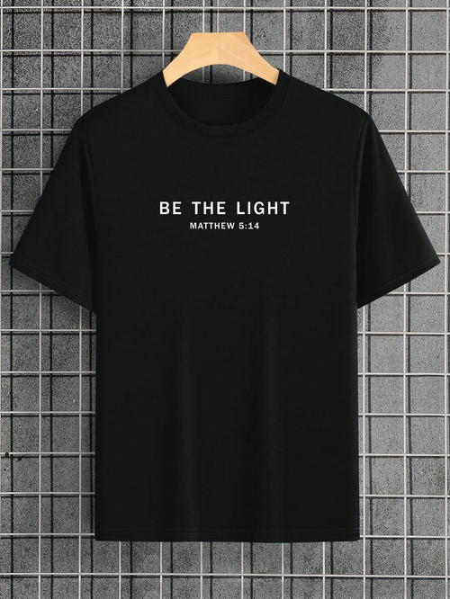 Men's Graphic T-Shirt Be The Light Motivational Words With Minimalist Centered White Text Shirt