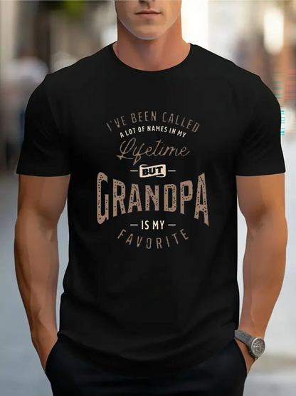 Men's Graphic T-Shirt Lifetime Favorite Grandpa Saying Bold Lettered Black Shirt