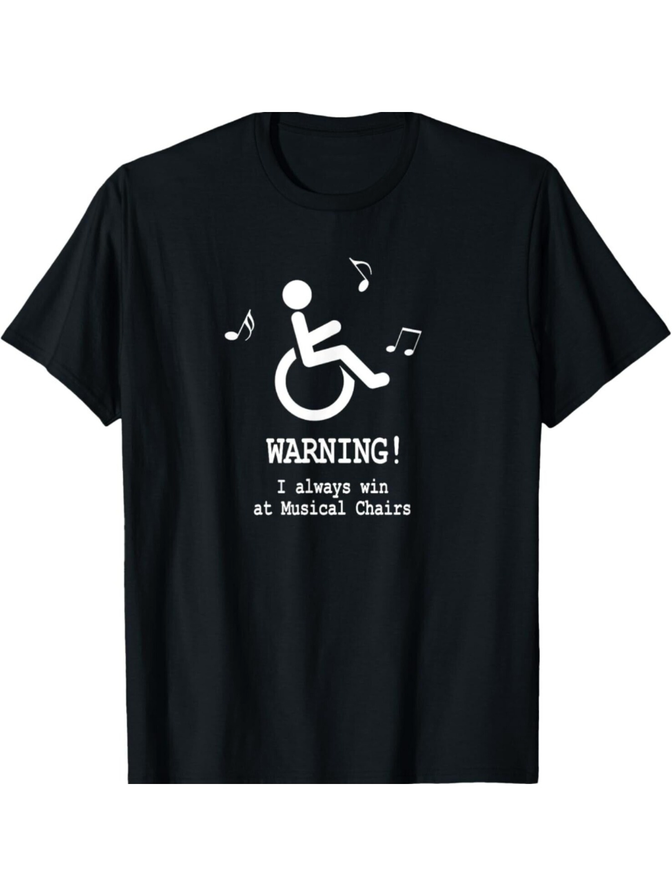Men's Graphic T-Shirt Warning Musical Notes And Wheelchair Icon Shirt
