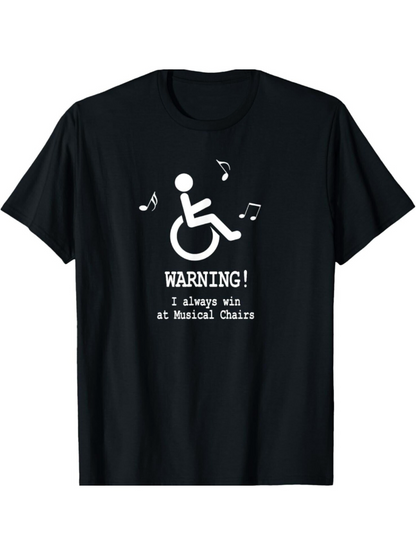 Men's Graphic T-Shirt Warning Musical Notes And Wheelchair Icon Shirt