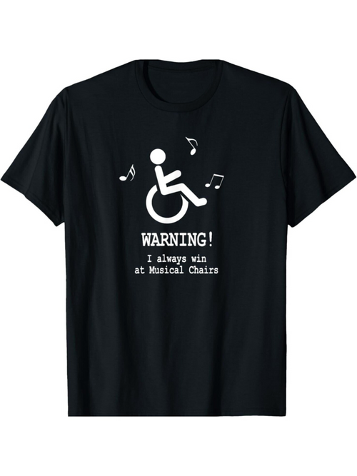 Men's Graphic T-Shirt Warning Musical Notes And Wheelchair Icon Shirt