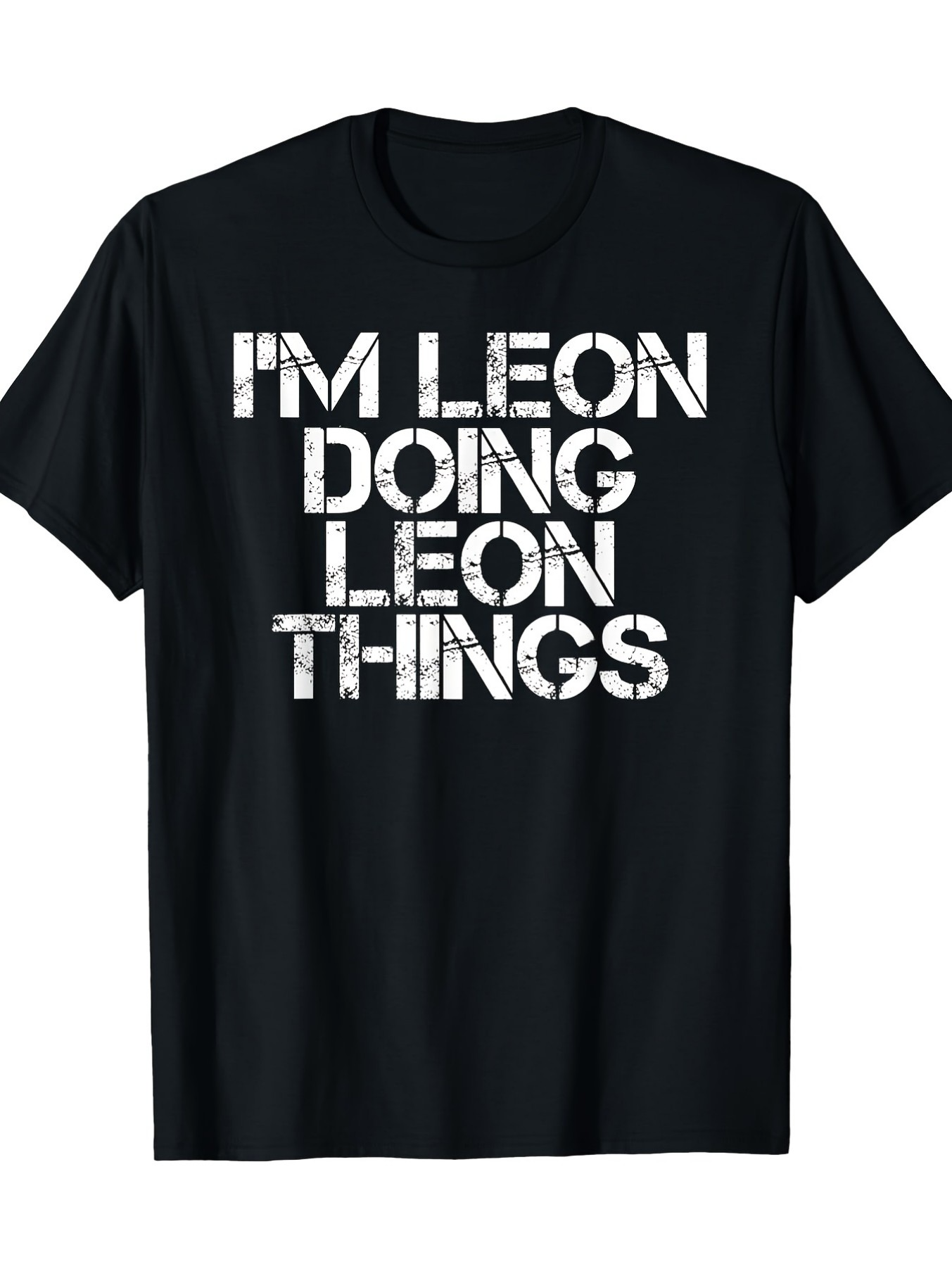 Men's Graphic T-Shirt Im Leon Doing Leon Things Large Block Print Black T Shirt