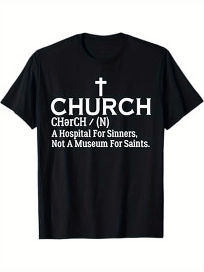 Men's Graphic T-Shirt Church Definition With Cross And Inspiring Message For Believers