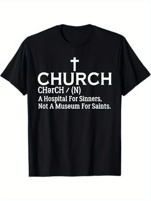 Men's Graphic T-Shirt Church Definition With Cross And Inspiring Message For Believers